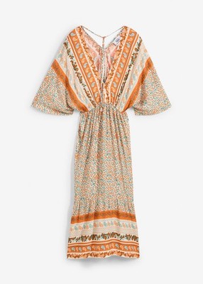 Kleid im Tunika-Stil Gr. 52 Orange Damen-Midi-Sommerkleid Umstandskleid Neu*