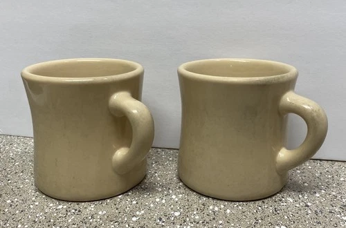 Set of 2 ~Syracuse China Tan Adobe Ware Restaurant Ware Diner Coffee Cups /Mugs