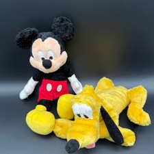 Vintage Disney World Land Plush Lot of 2 Mickey Pluto Stuffed Animal Toy