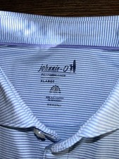 Johnnie-O Polo Shirt Mens XL Blue Lilac Stripe Featherweight Performance Prep