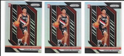 (3) 2018 Panini Silver Prizm Anfernee Simons RC #61 SP Centered Boston Celtics