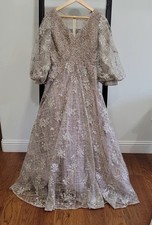 Elegant Mac Duggal Mocha Sequined Womens Dress Size 4. Quince. Wedding.Gala.