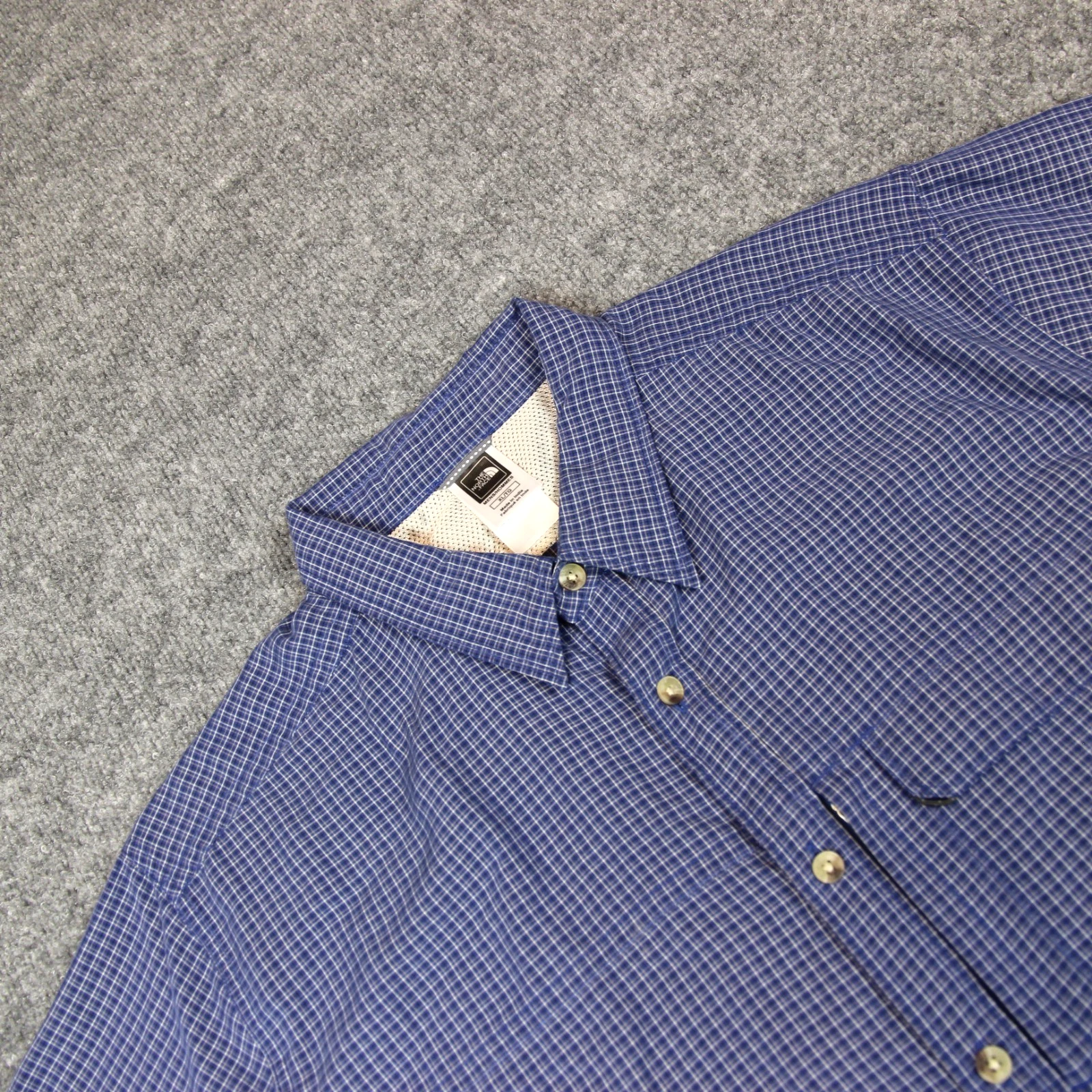 The North Face Shirt Men's XL Blue Plaid Button Up Hiking Outdoor Short Sleeve