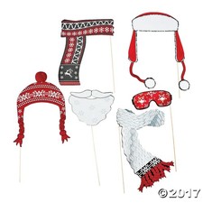 Christmas Red White Costume Photo Stick Props - 6 Pieces