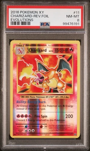 Charizard 11/108 Reverse Foil PSA 8 Pokemon Graded Card Evolutions Rare Mint UK