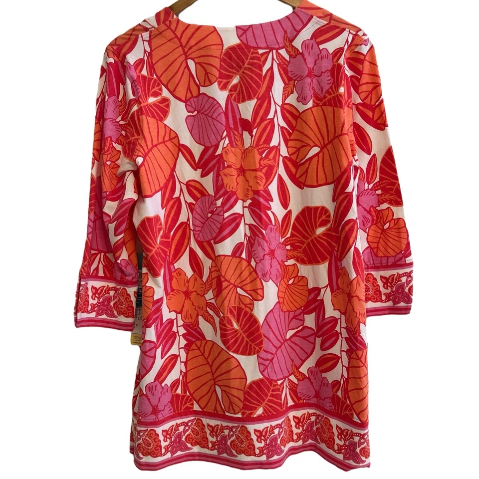 Top túnica Coolibar para mujer grande rosa Santa Lucía UPF 50+ protección solar floral Foto 4 de 4