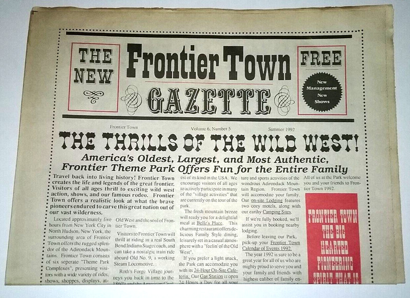 Frontier Town NY Adirondacks Vintage Gazette Newspaper Summer 1992 Edition