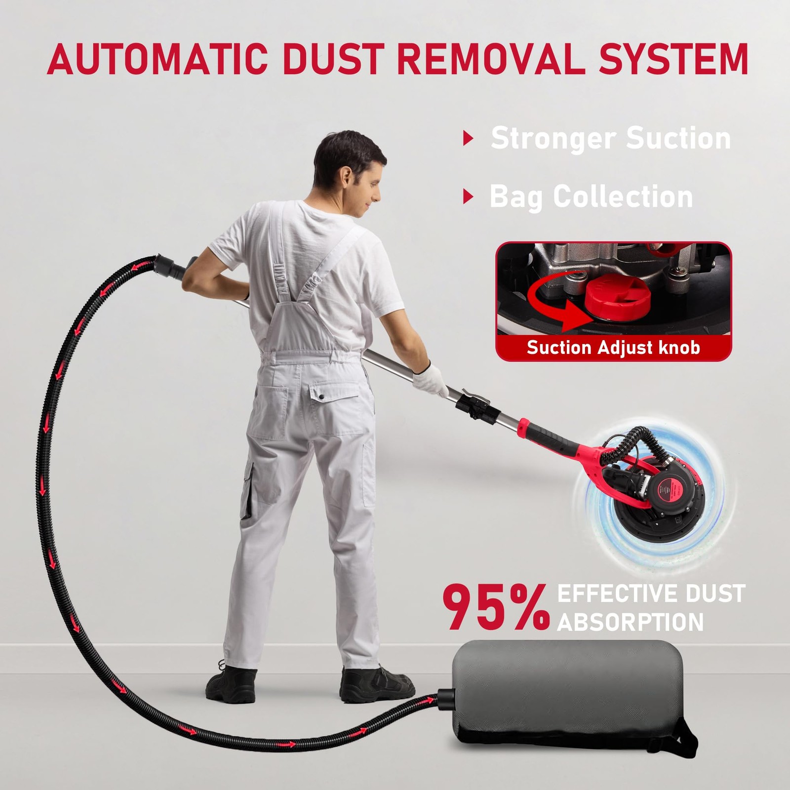 Drywall Sander with Vacuum Dust Collector,1250W Electric Drywall Sander ,7 Va...