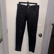 LAUREN RALPH LAUREN WOMEN'S BLACK PANTS 100 LAMB LEATHER Size 2P EUC