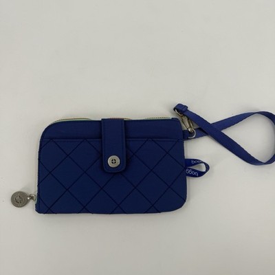 Baggallini Blue Quilted Wristlet Wallet Organizer Travel Pouch RFID