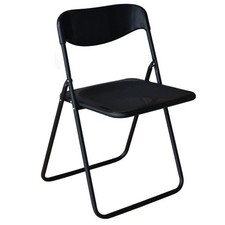 Sedia Poker nera pieghevole H 45 cm in ferro e plastica salvaspazio richiudibile