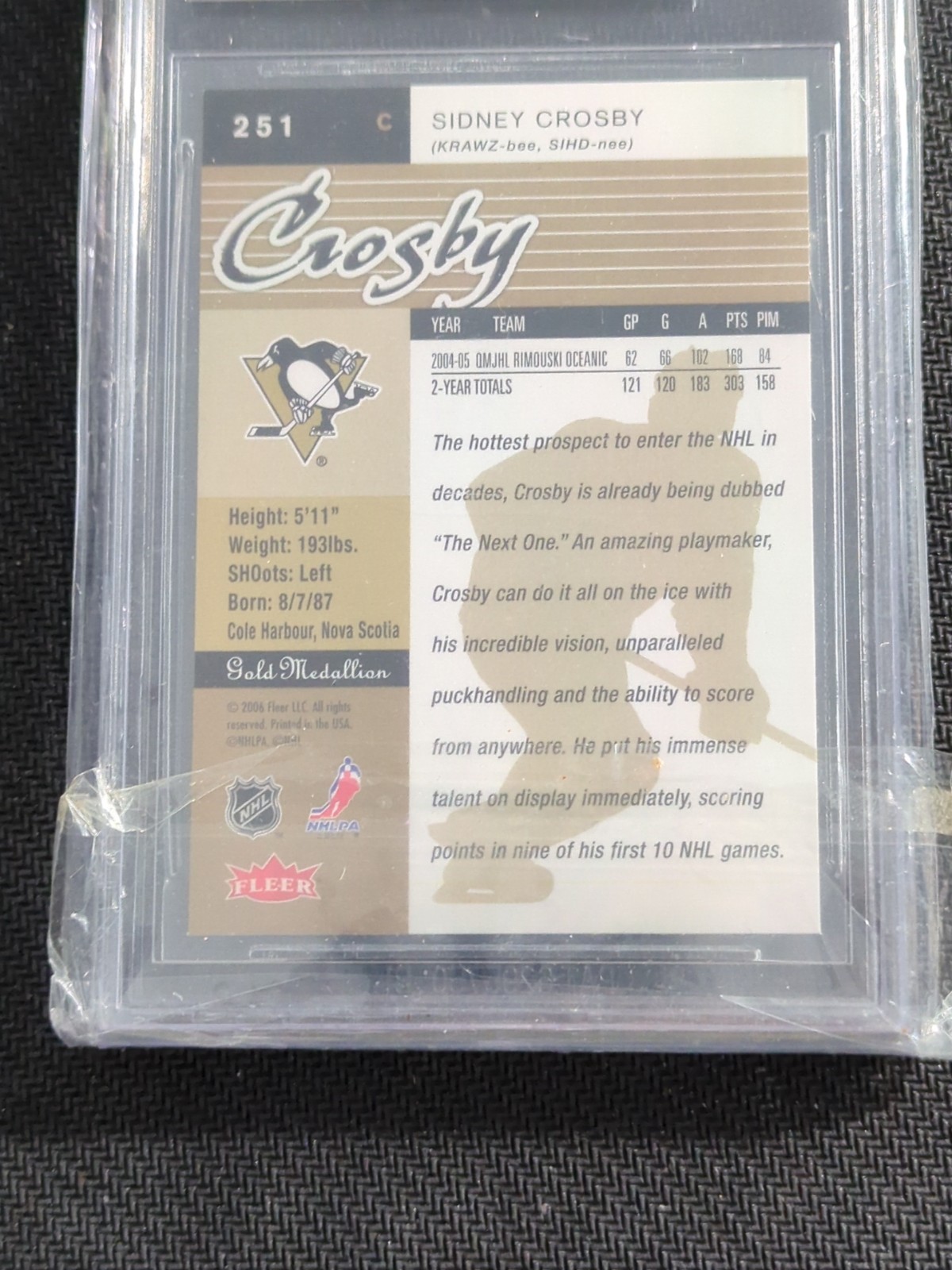 Sidney Crosby Rookie 2005-06 Fleer Ultra Gold Medallion Bgs 9.5 | eBay