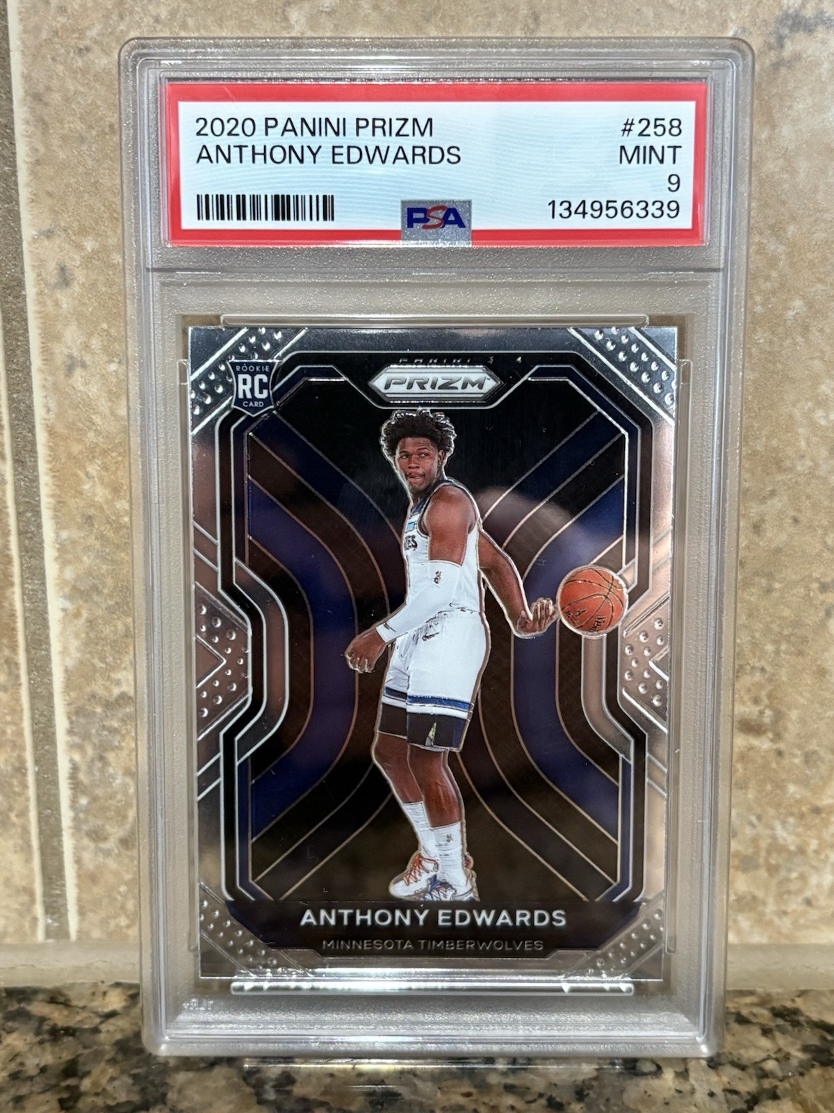2020 PANINI PRIZM #258 ANTHONY EDWARDS ROOKIE RC PSA 9 view 1