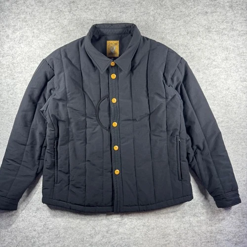 Brain Dead Puffer Button Up Shirt sz XL Dark Navy Blue - Japan Fabric Quilted - product listing photo