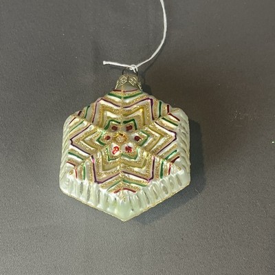 VTG  INGE GLAS STAR SHAPED CHRISTMAS ORNAMENT Sugar Cookie Germany Glitter