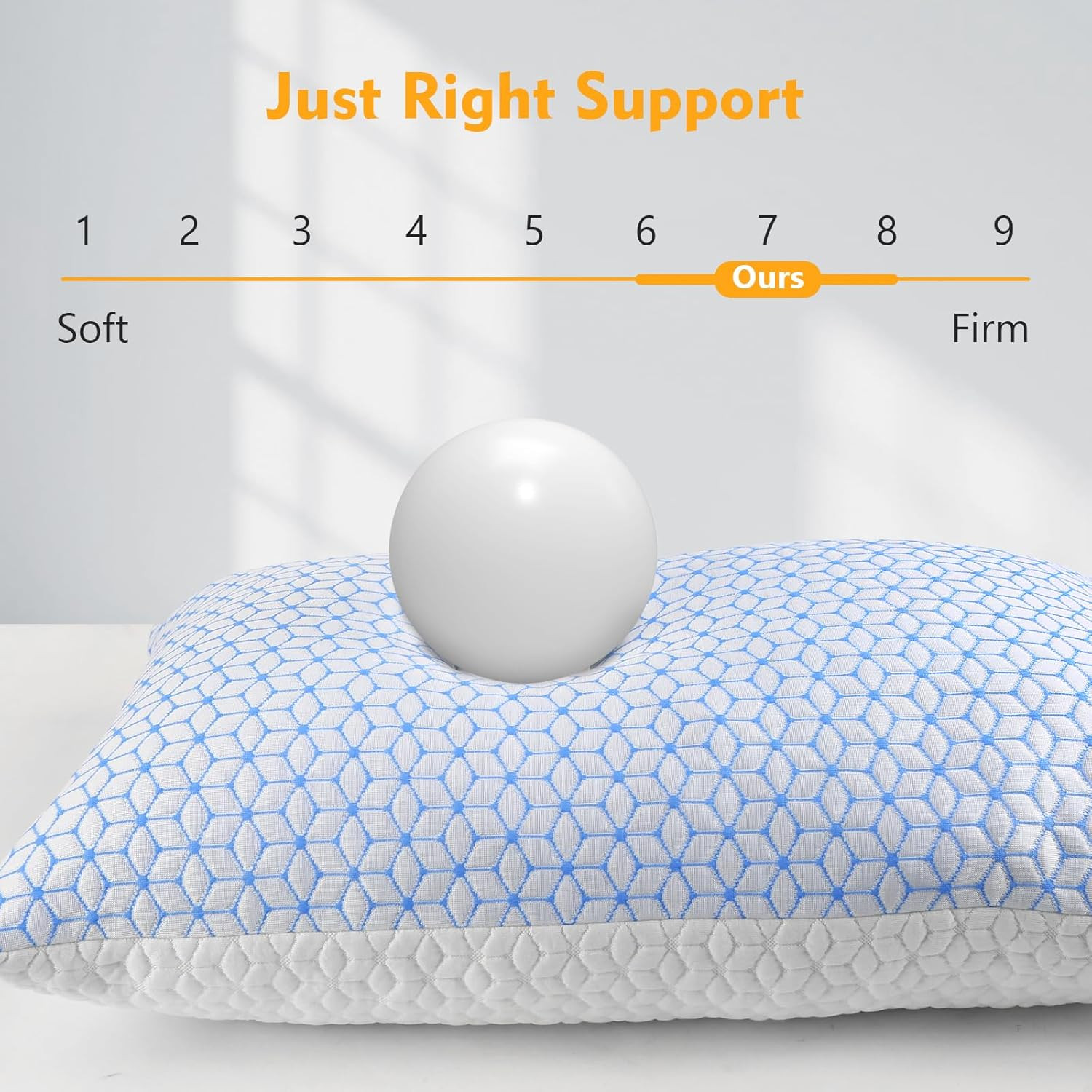 Shredded Memory Foam Pillows King Size Set of 2, Cooling Pillow Firm and Soft Ad