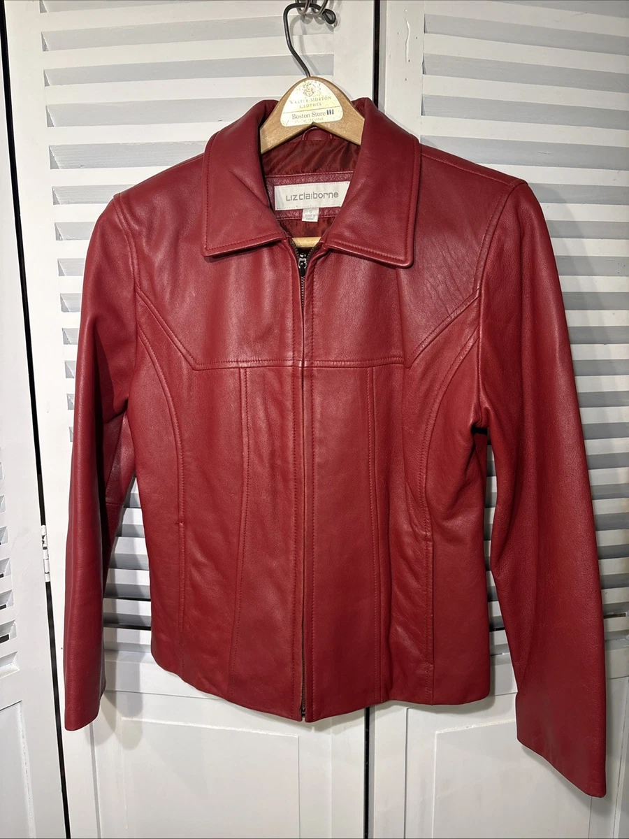 Liz Claiborne Leather Outer Shell Red Coats, Jackets & Vests for