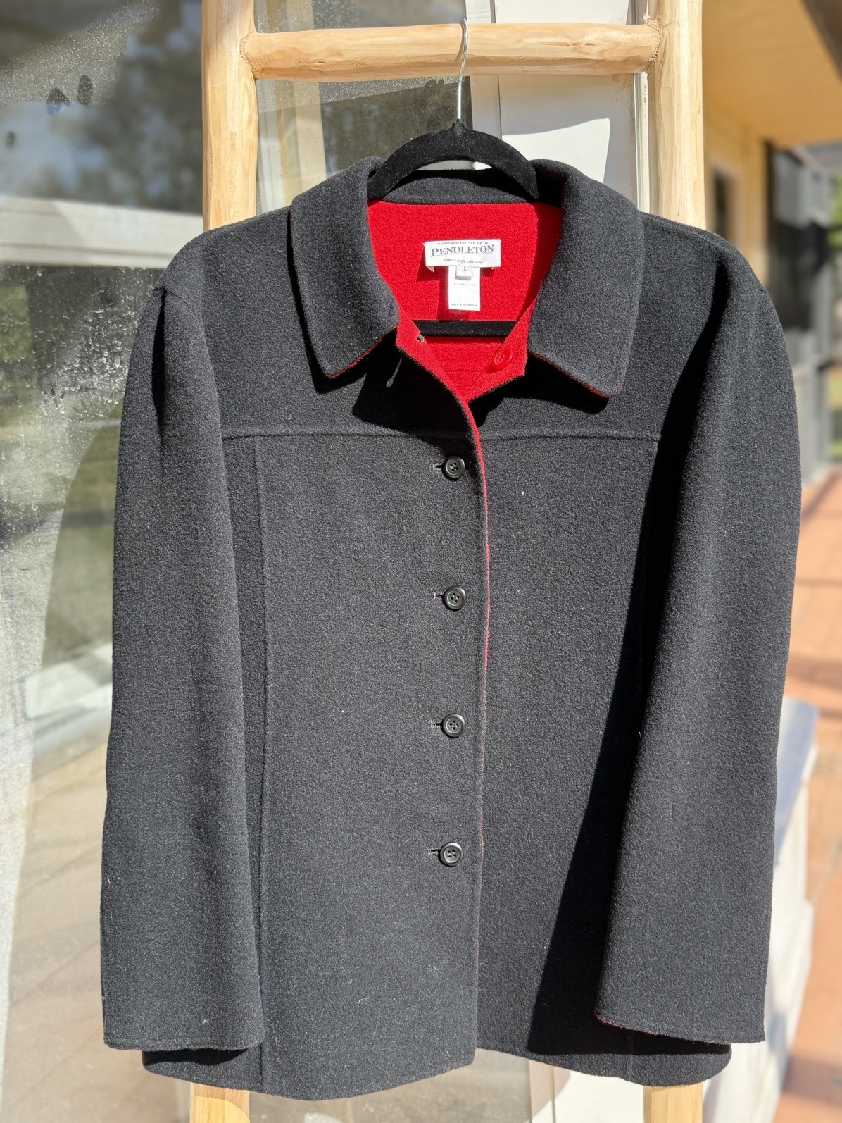 Pendleton Reversible Wool Jacket Black Red Women’… - image 9