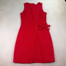 LOFT Outlet Red Textured Sheath Dress Womens Size 4 Bow Waist Career Work EUC