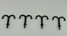 (4) Antique Vintage Under Shelf Screw Coat Hat Closet Hook Hanger Cast Iron