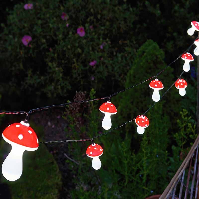 10 Mushroom Solar String Lights Summer Lighting Fairy Toadstool Smart Solar
