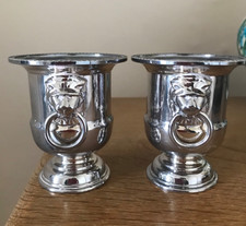 Vintage Viners Sheffield Silver Plated Lion Head Ringed Urn Vase VGC