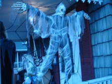 Halloween Hanging Ghost Trapped In Giant Spiders Web Porch
