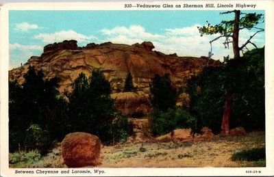 Vedauwoo Glenn Sherman Hill Between Cheyenne and Laramie Wyoming Linen Postcard