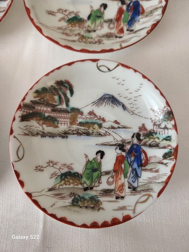 Vintage Japanese Porcelain Hand Painted Geisha Girl Set Of 10 tea cups & saucers - Picture 7 of 23