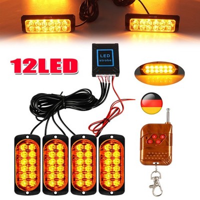 4 X LED Auto Frontblitzer Blitzlicht Warnleuchte Strobe Licht 12V Gelb KFZ LKW