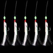 Fishing Hooks Bait Herring Lumi Beads Outdoor Rigs White Foil Fish Flash