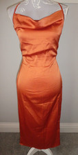 GORGEOUS PLT SIZE 12 BURNT ORANGE MIDI DRESS WITH OPEN LATTICE TIE BACK