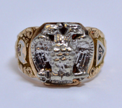 Vintage Mens 32nd Degree Masonic Ring 10k Gold g,size Stamped  MB INC