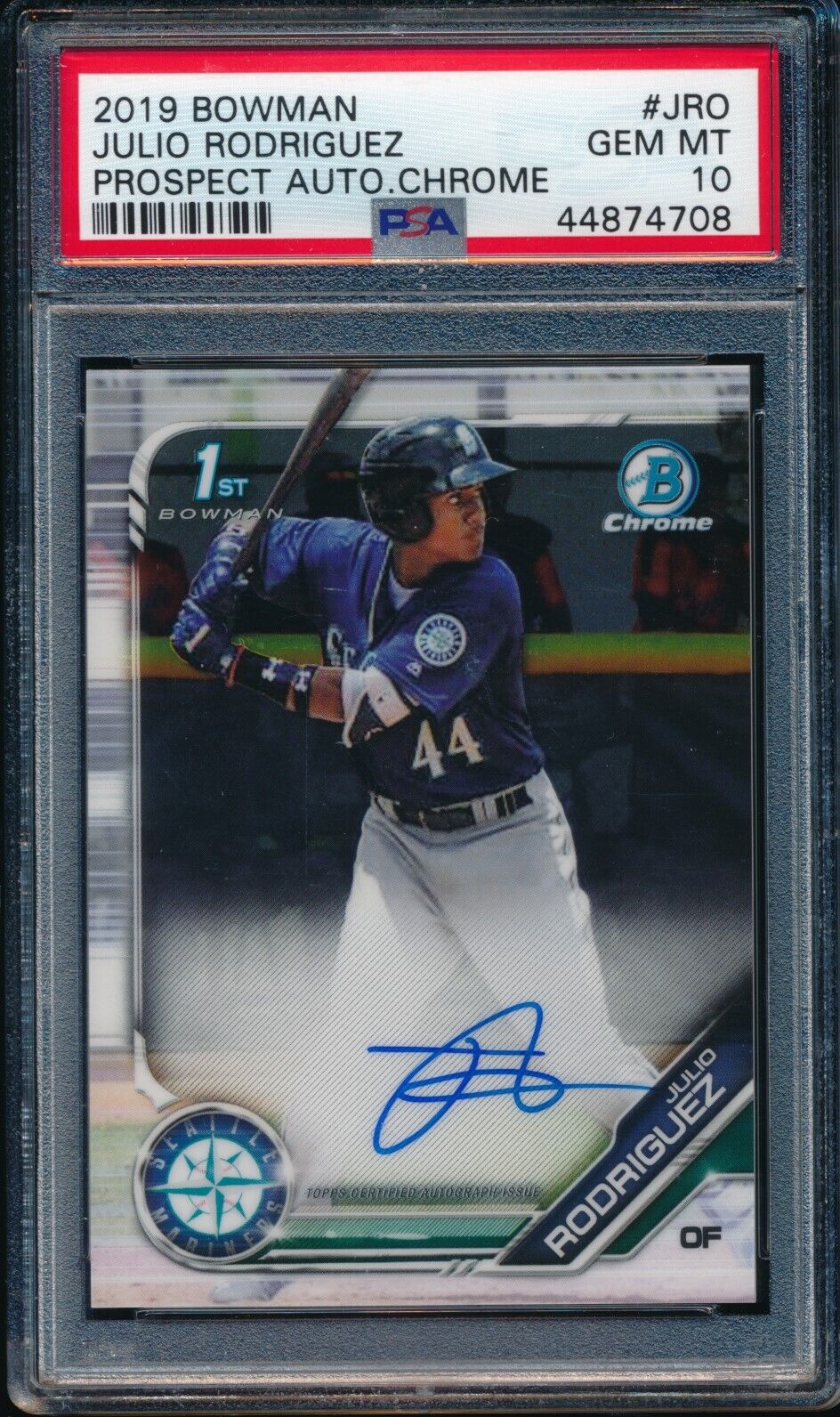 PSA 10 JULIO RODRIGUEZ AUTO 2019 Bowman Chrome Autograph Rookie Card RC GEM  MINT