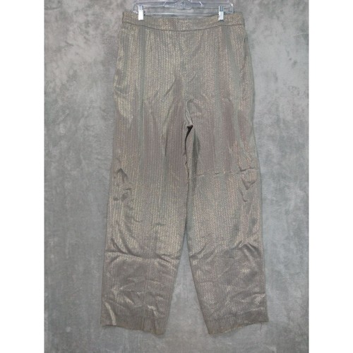 Yves Saint Laurent Pants Womens 12 White Black Herringbone Metallic Trousers - Picture 2 of 7