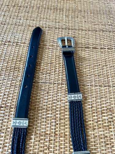 Vintage Western Cowgirl Silber Brighton Leder Twist geflochten Flechtgürtel Gr. M 30 - Bild 6 von 10