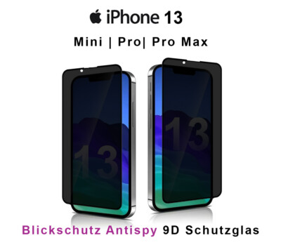 2x 9D Anti Spy Privacy Panzerfolie Schutzglas iPhone 13|Mini|Pro|Max Blickschutz