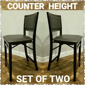 Details About Set Of 2 Folding Bar Stools Counter Height Bistro Dining Kitchen Pub Chair Brown