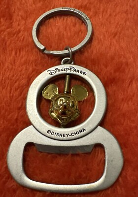 Disney Park Exclusive Metal KeyChain Spinning Mickey Mouse & Bottle Opener 0339