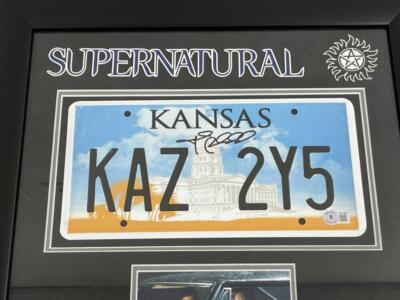 JARED PADALECKI SIGNED SUPERNATURAL FRAMED LICENSE PLATE AUTOGRAPH