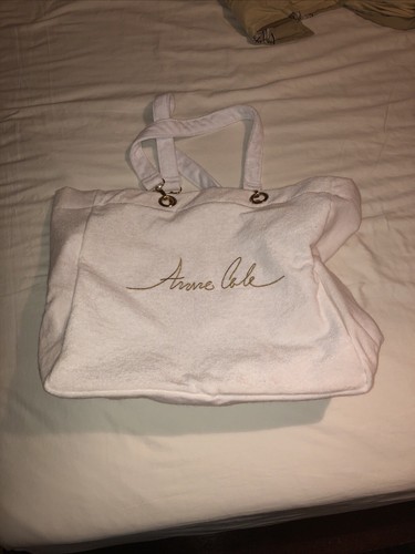Anne Cole Women White Tote 13.75” X 15.5” Waterproof Lining- Great Beach Tote - Picture 4 of 4