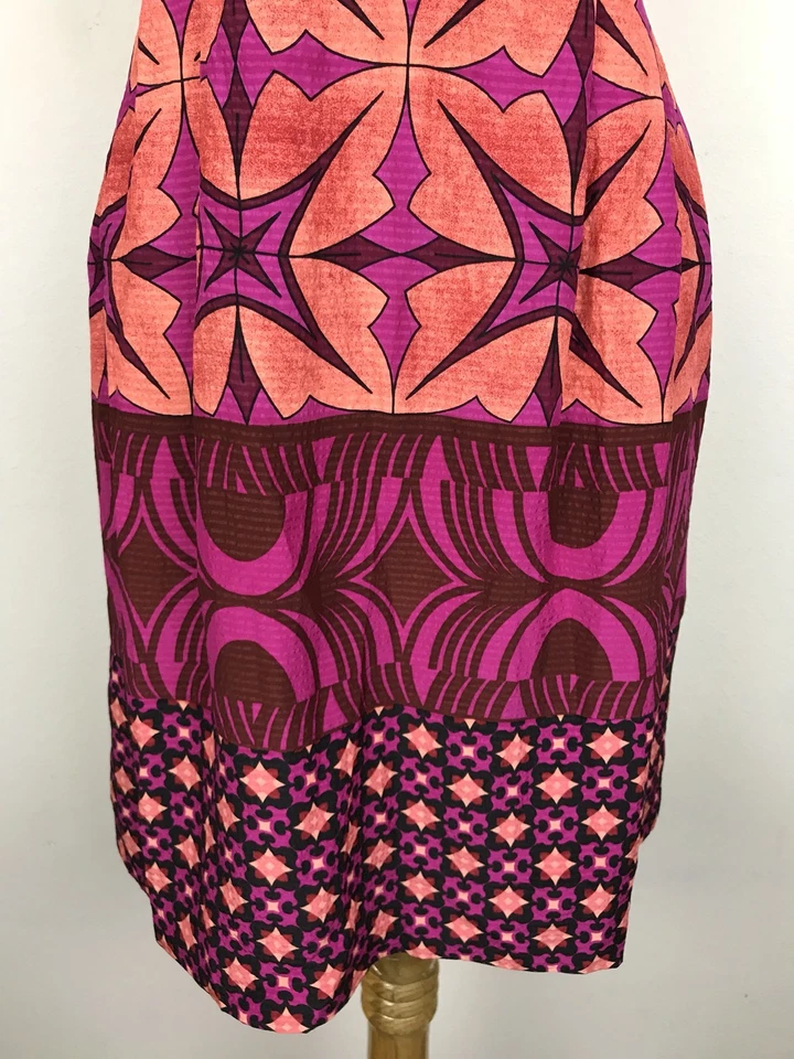 Beth Bowley Dress Size M Pink Orange Geometric V Neck Career Work Cocktail Party - Image 4 of 4