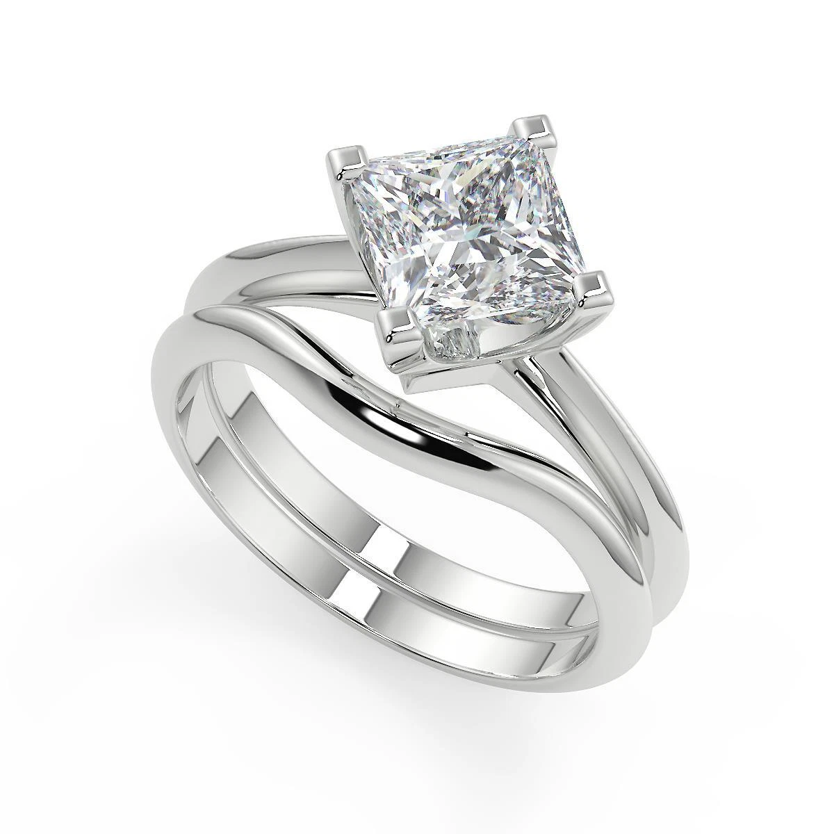 Compass set princess cut engagement ring sale