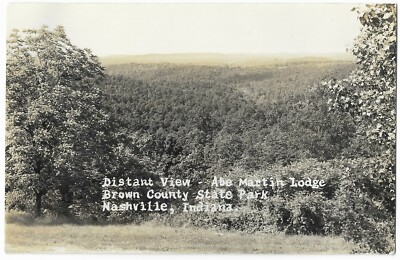 Echt Foto Postkarte Ansicht Abe Martin Lodge Brown County Park Nashville Indiana