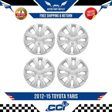 4 New 15 Hubcaps Wheel Covers Snap On 4 Bolt Lug Hubs For 2012-15 Toyota Yaris
