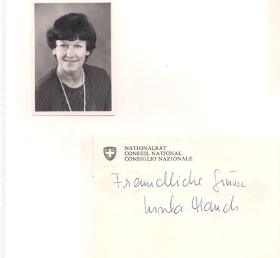 A utogramm Ursula Mauch Nationalrätin Schweiz Originalunterschrift