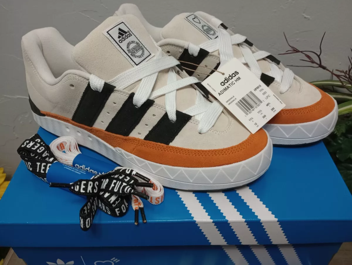 HUMAN Size 12 ~ Adidas Adimatic Mens Off White Black Orange Shoe Sneaker | eBay