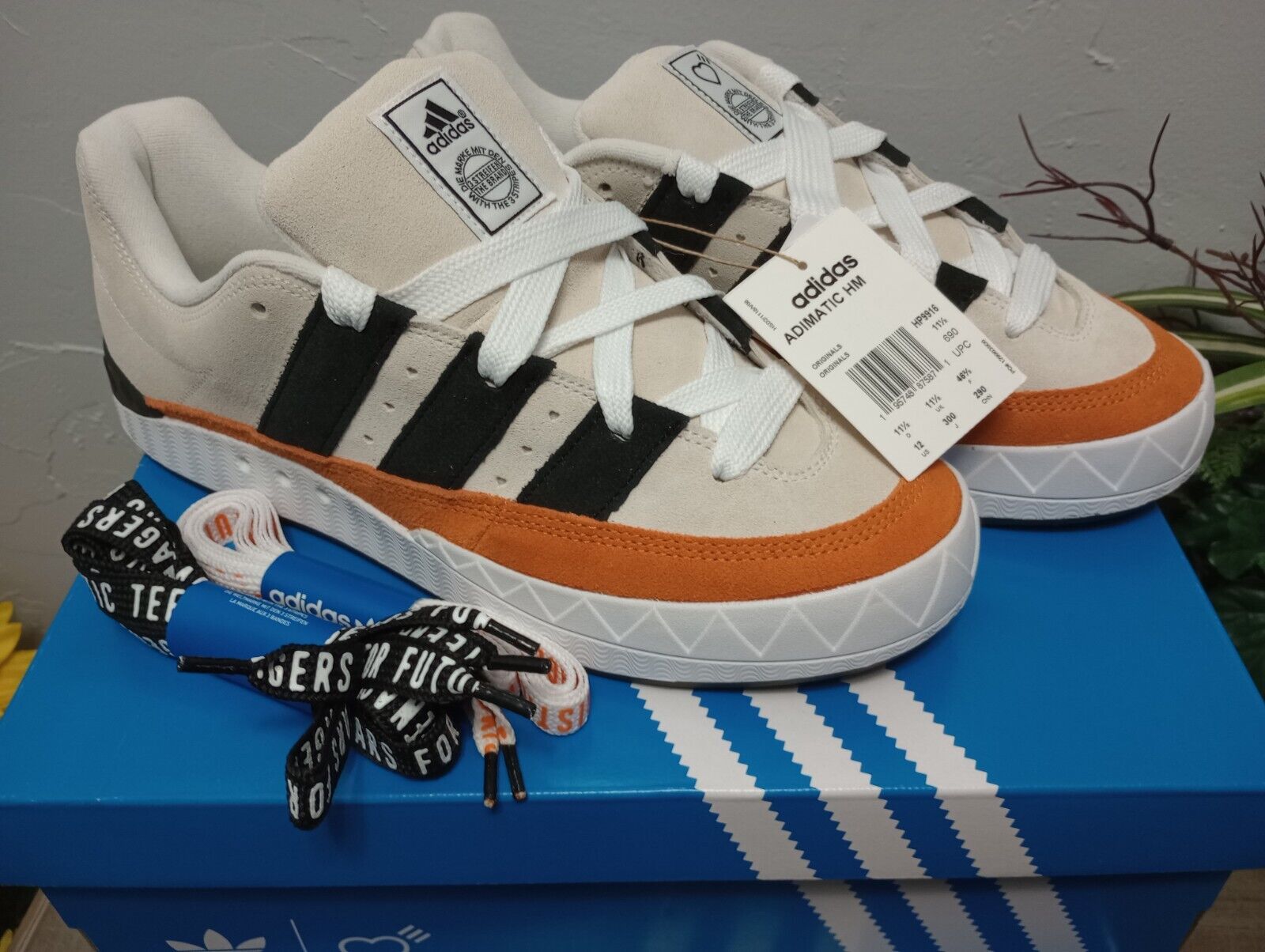 HUMAN MADE Size 12 ~ Adidas Adimatic Mens Off White Black Orange Shoe  Sneaker