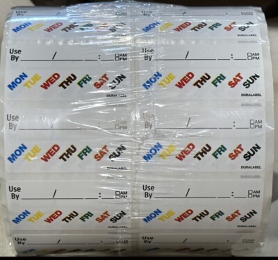 4000 (2000 x 2) Ecolab DuraLabel Daydots Flex Duralabel 2''x 1  Labels PnP