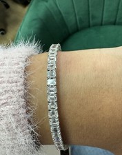 12.85 Ct D-E/ VS Lab Grown Emerald Cut  Diamond Tennis Bracelet ,9k white gold